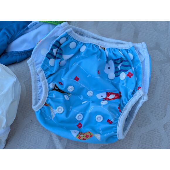 Baby Swim Diaper Covers 3 pc Lot Cloth Snaps Adjustable size 6mo+ S/M 10-20lbs - Picture 2 of 7